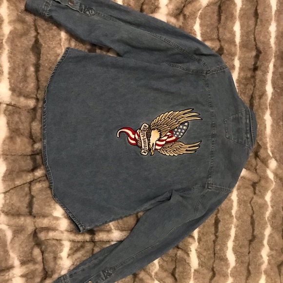 Vintage Harley Davidson Denim Button-up Jacket - Picture 1 of 8